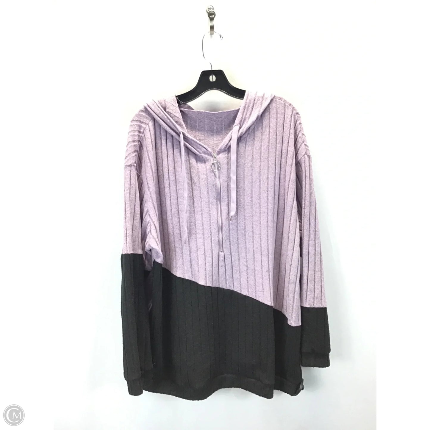 Top Long Sleeve By Shein In Black & Purple, Size: 2x