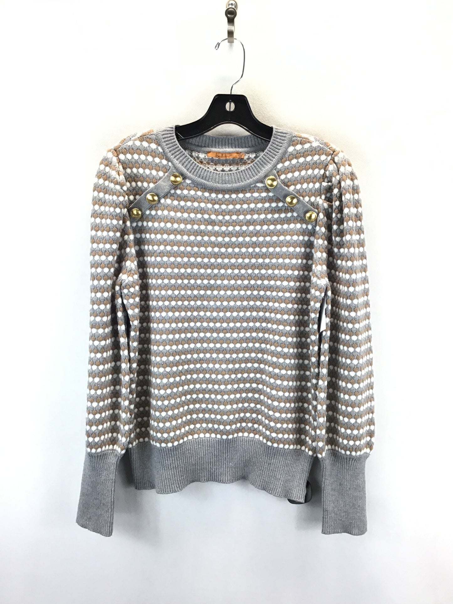 Sweater By Belldini In Grey & Tan, Size: L