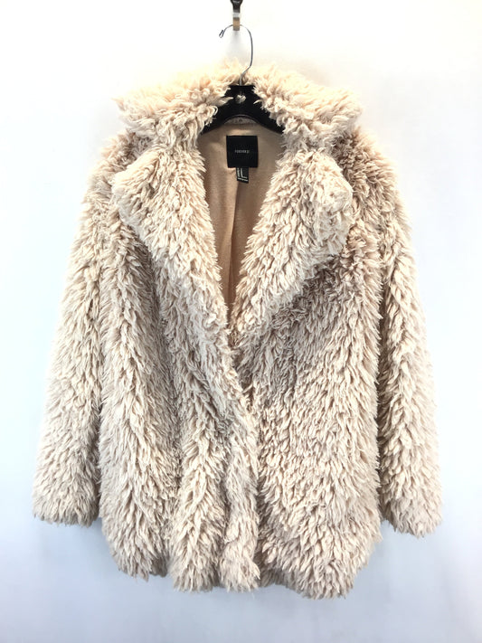 Coat Faux Fur & Sherpa By Forever 21 In Beige, Size: M