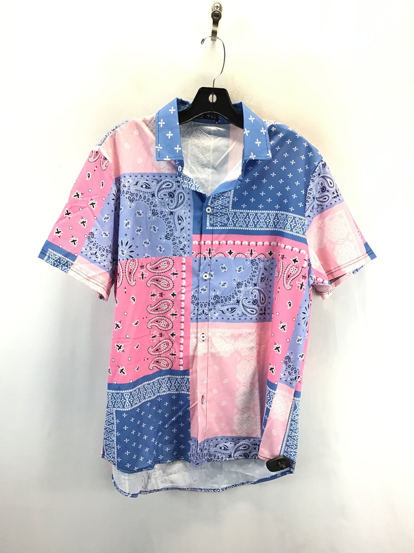 Top Short Sleeve By Romwe In Blue & Pink, Size: L
