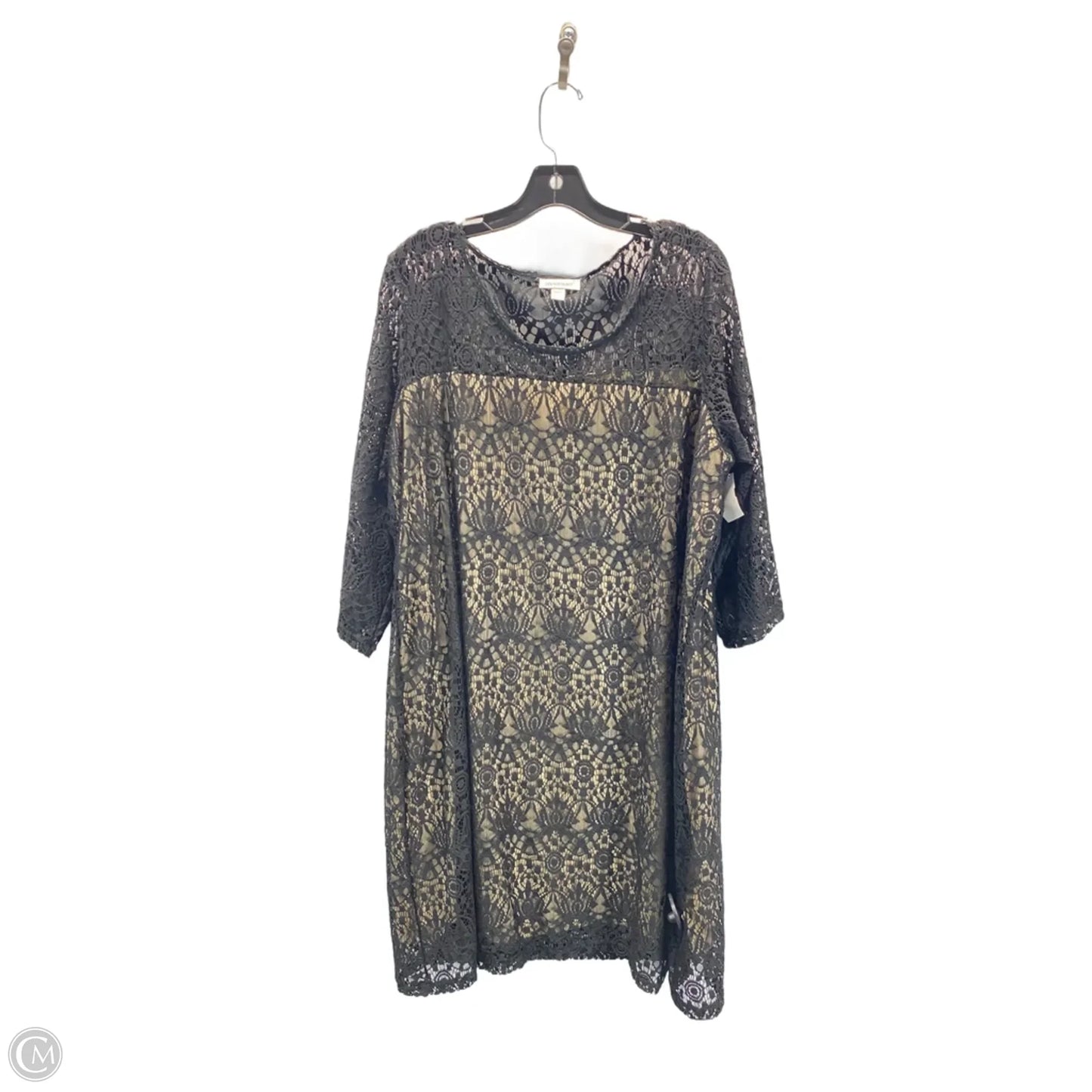 Dress Casual Midi By Avenue In Black & Tan, Size: 2x