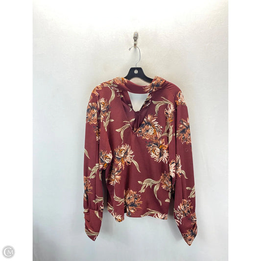 Blouse Long Sleeve By Leith In Floral Print, Size: L