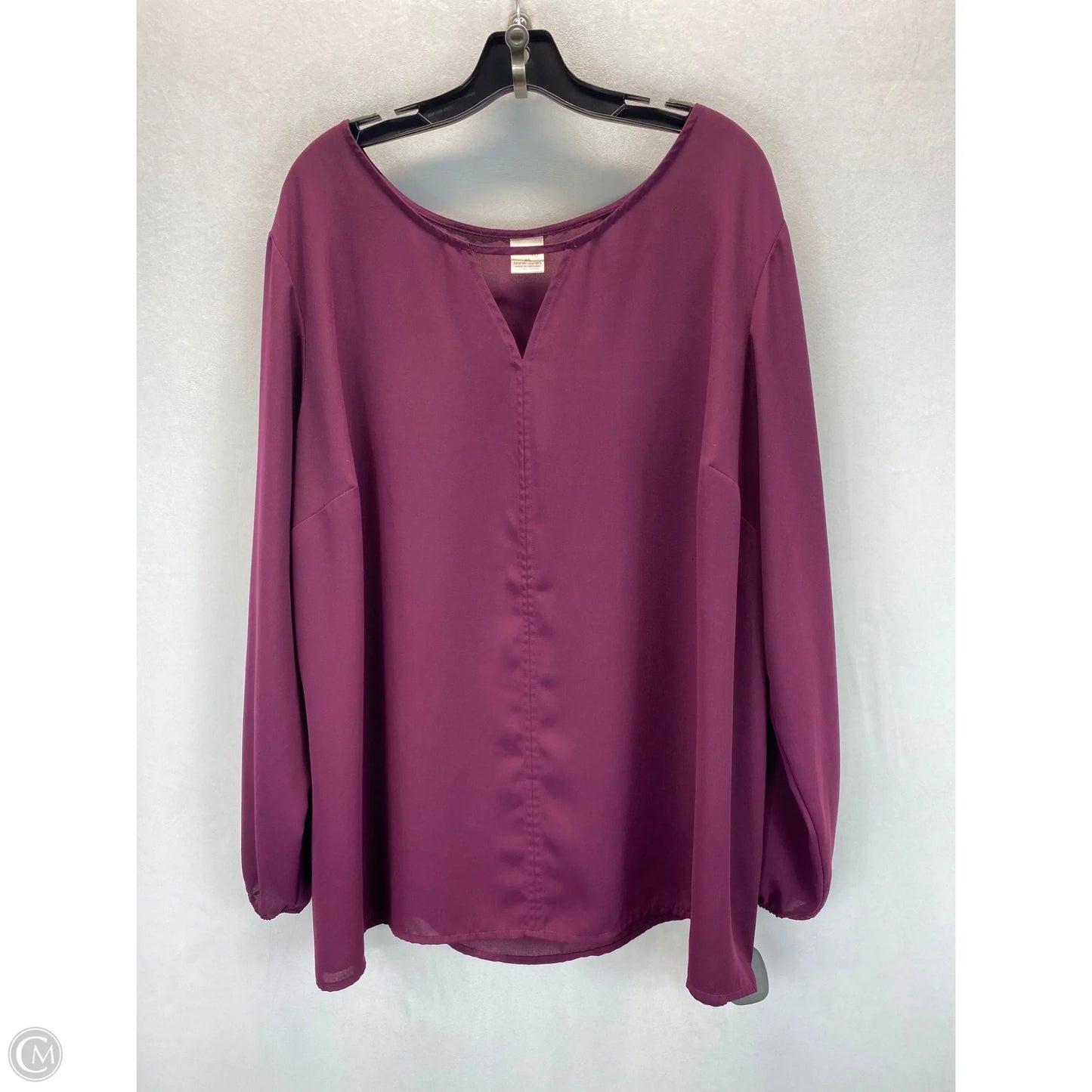 Top Long Sleeve Basic By Terra & Sky In Maroon, Size: 2x