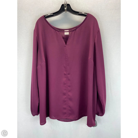 Top Long Sleeve Basic By Terra & Sky In Maroon, Size: 2x