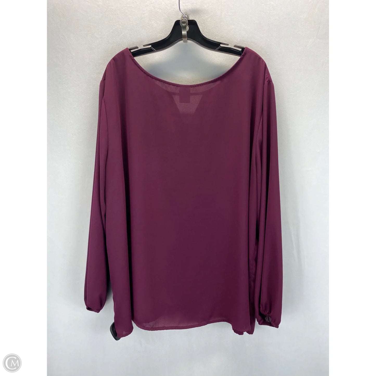 Top Long Sleeve Basic By Terra & Sky In Maroon, Size: 2x