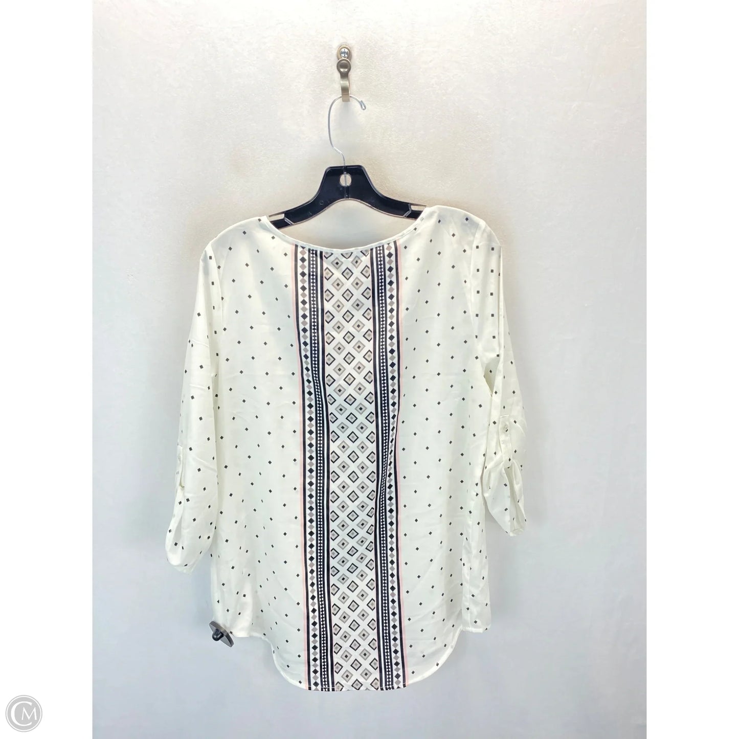 Top 3/4 Sleeve By Croft And Barrow In Blue & White, Size: M
