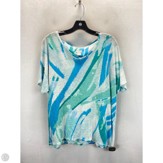 Top Short Sleeve By Chicos In Blue & Green, Size: L