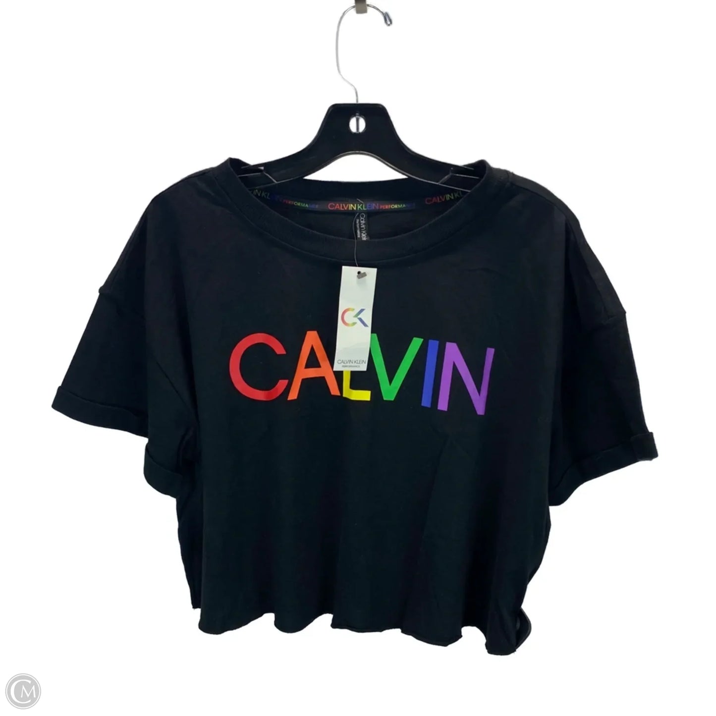 Top Short Sleeve By Calvin Klein In Black, Size: M