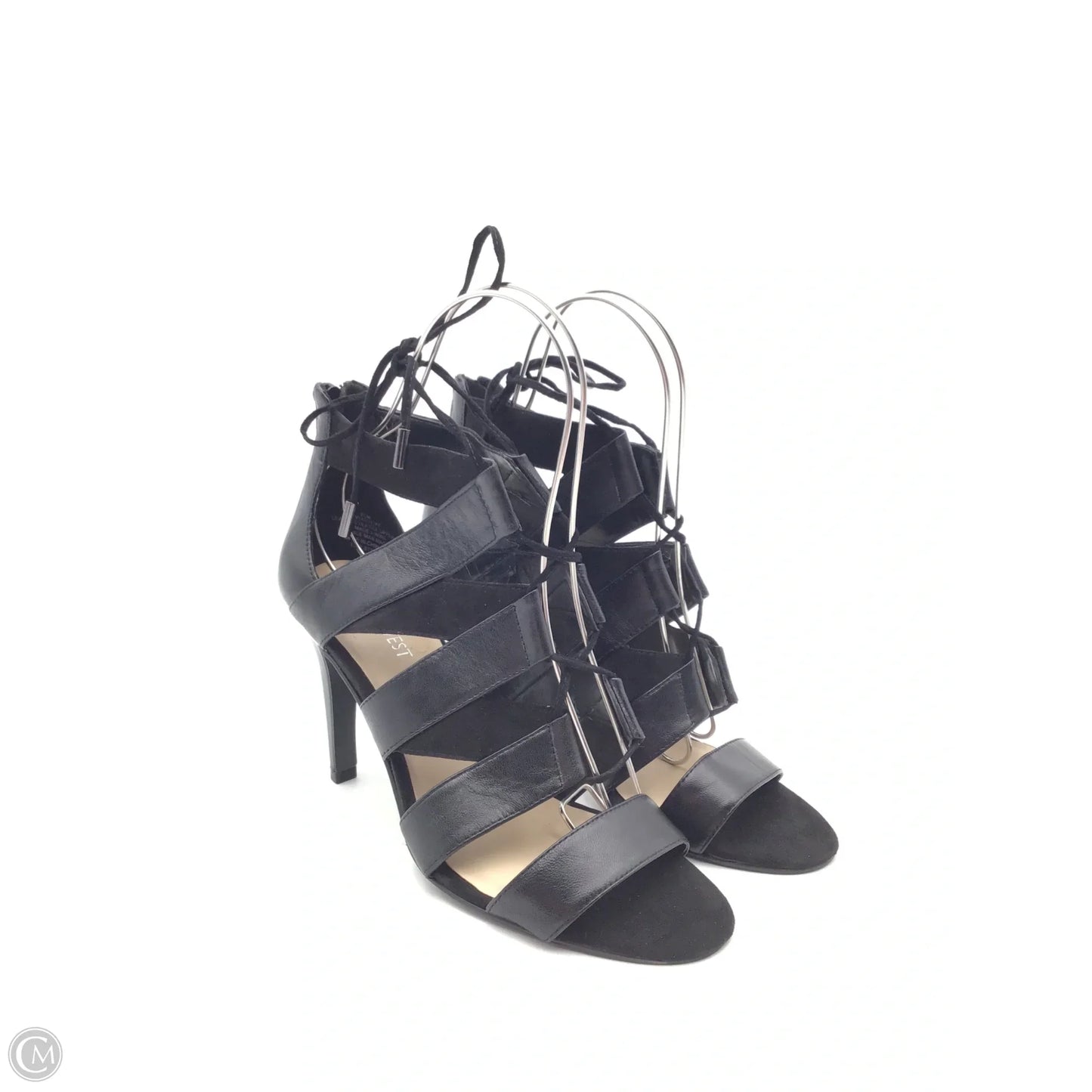 Sandals Heels Stiletto By Nine West In Black, Size: 8.5