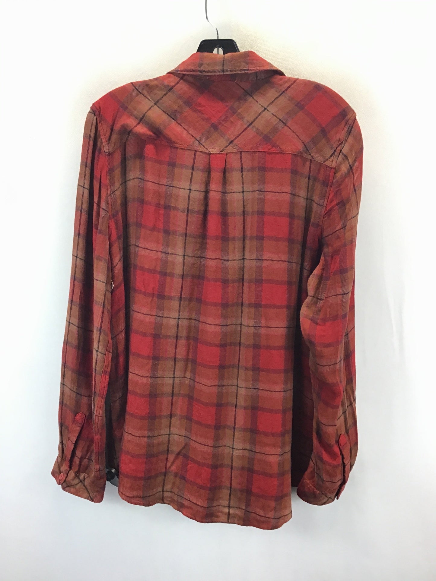 Top Long Sleeve By Beachlunchlounge In Plaid Pattern, Size: L