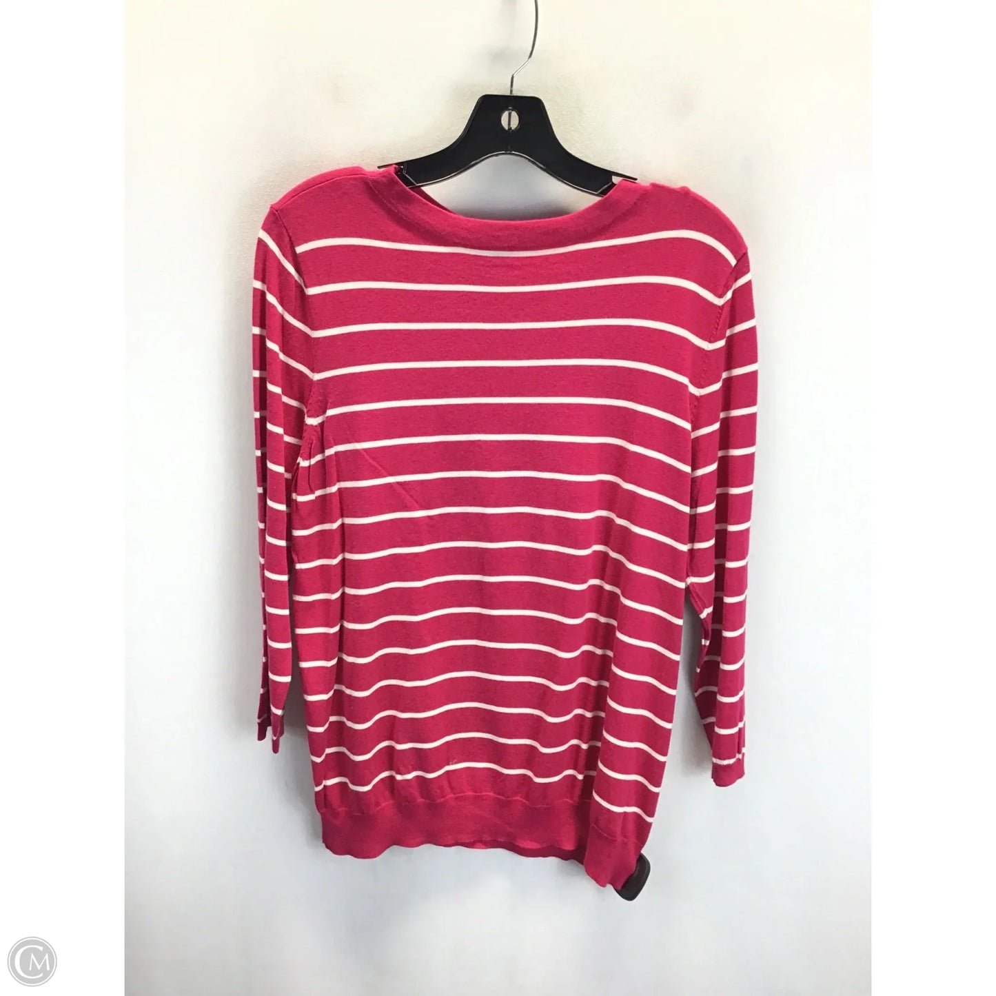Top Long Sleeve By Talbots In Pink & White, Size: Xl