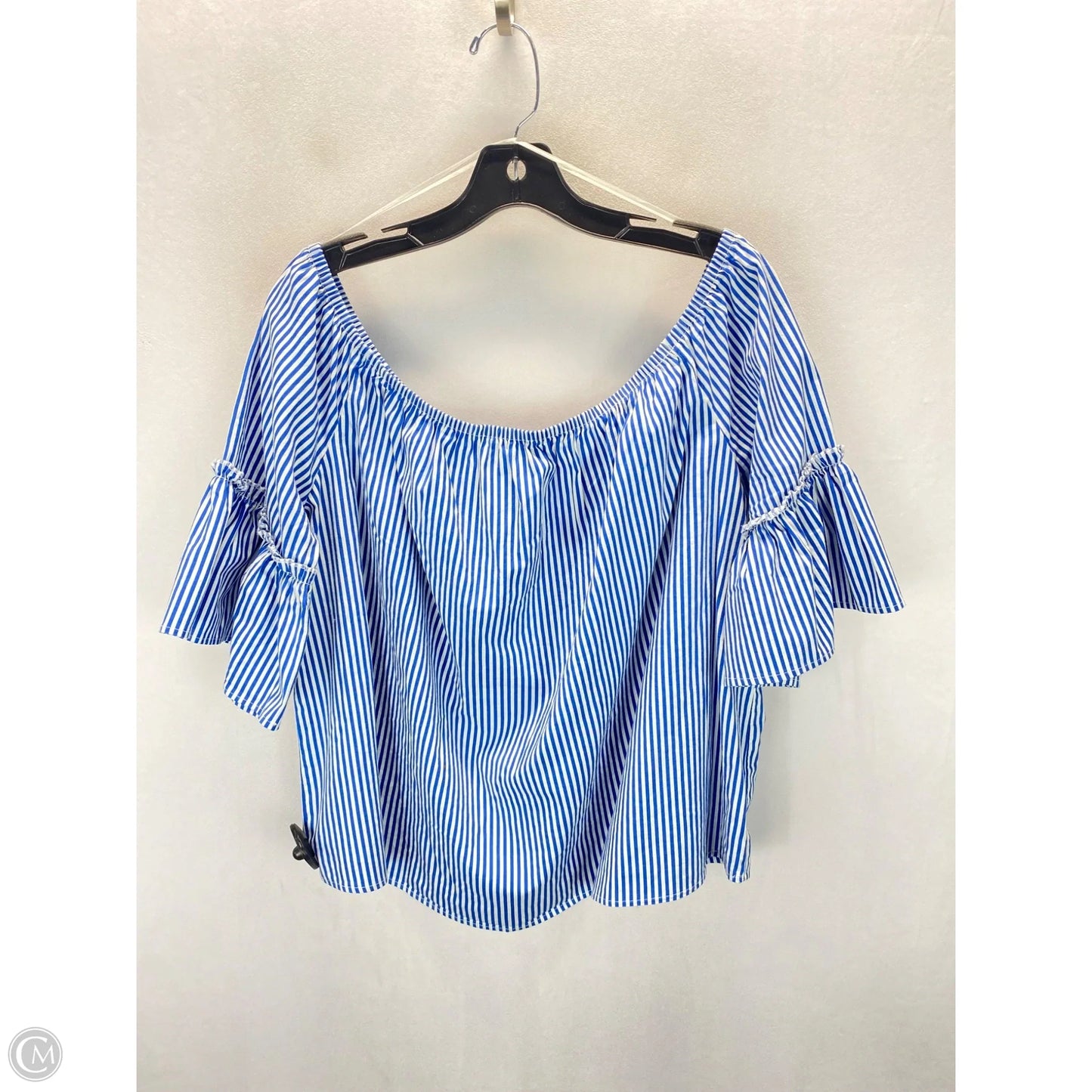 Top Long Sleeve Basic By Ambiance Apparel In Blue & White, Size: 2x