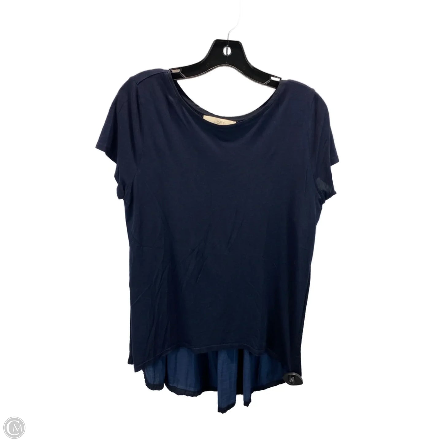 Top Short Sleeve By Loft In Navy, Size: M