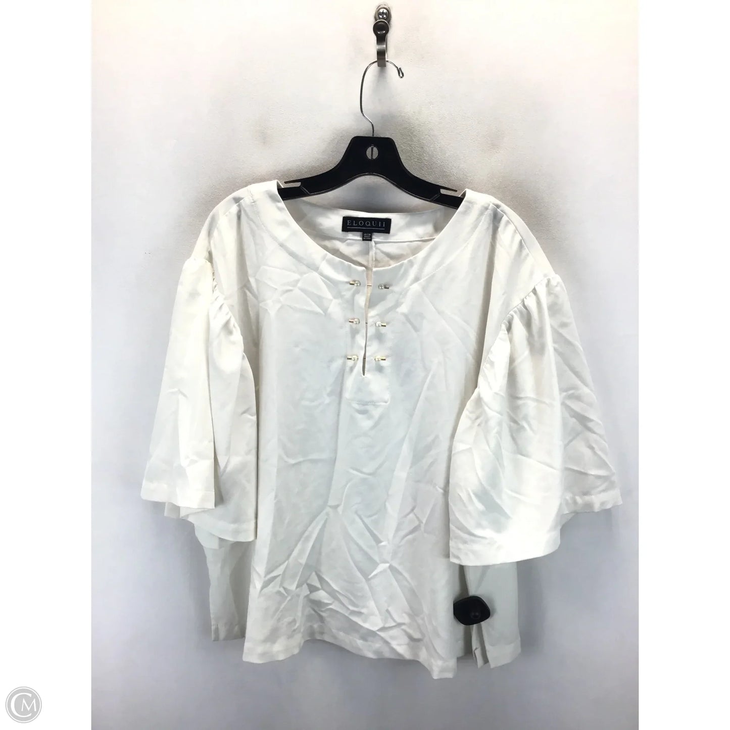Top Short Sleeve By Eloquii In White, Size: 18
