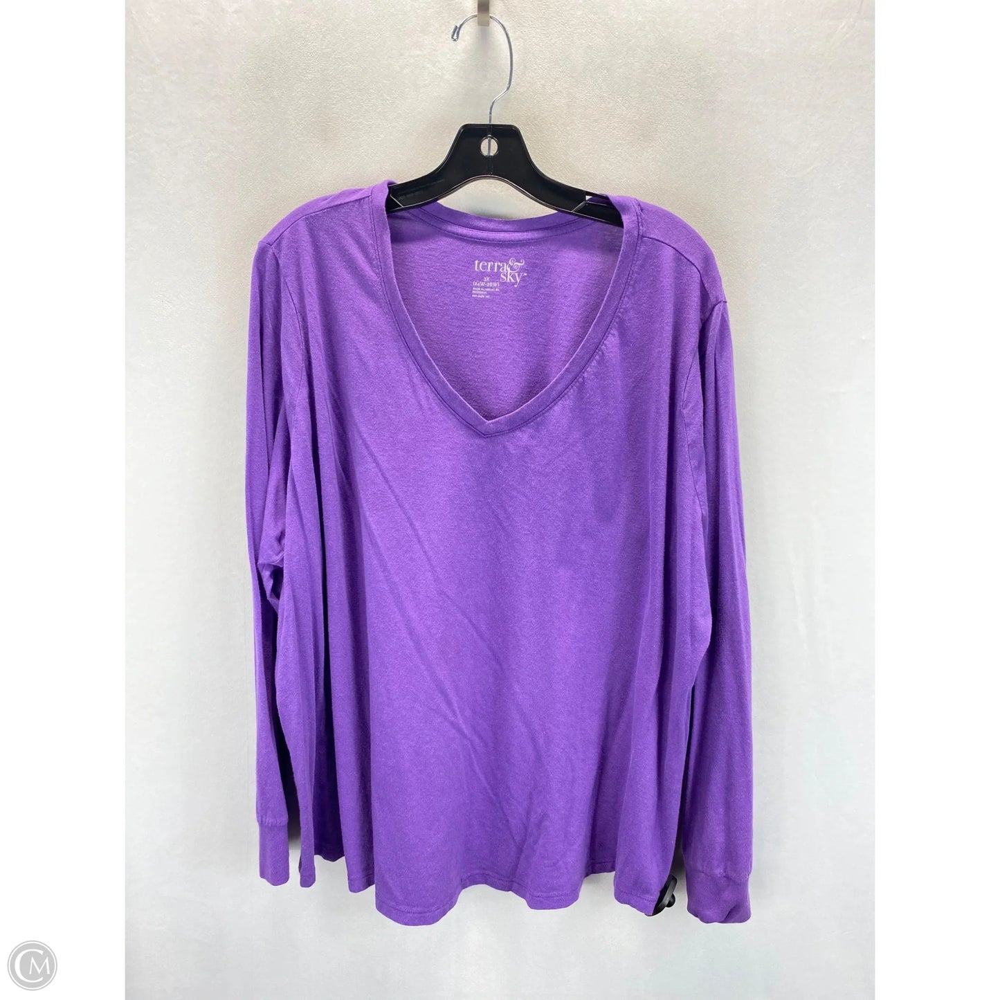 Top Long Sleeve Basic By Terra & Sky In Purple, Size: 3x