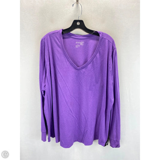 Top Long Sleeve Basic By Terra & Sky In Purple, Size: 3x