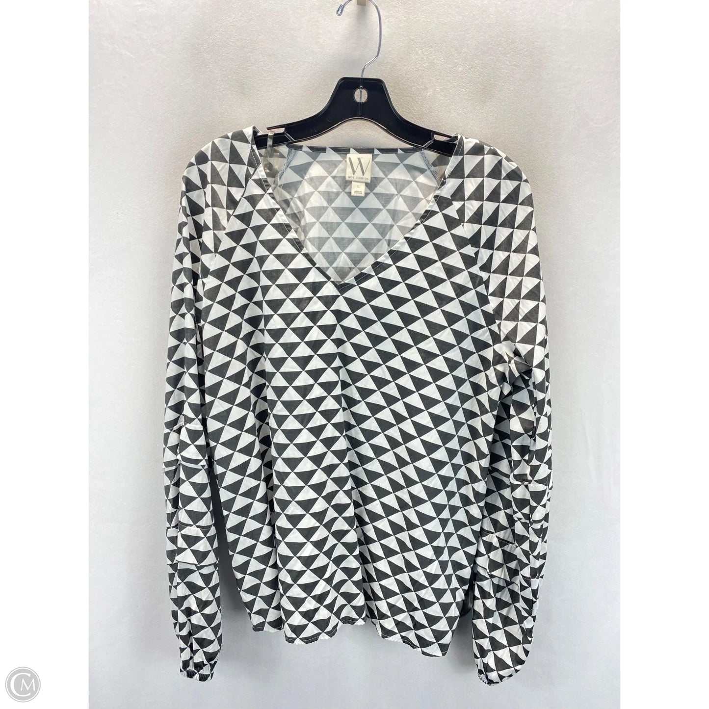 Top Long Sleeve By Worthington In Black & White, Size: L
