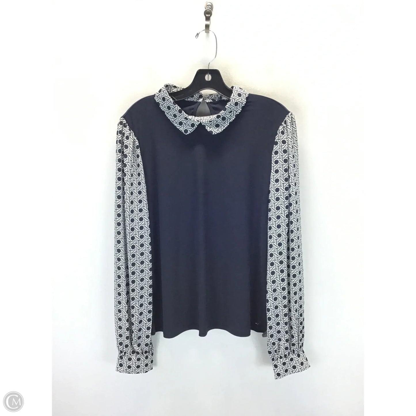 Top Long Sleeve By Tommy Hilfiger In Blue & White, Size: L