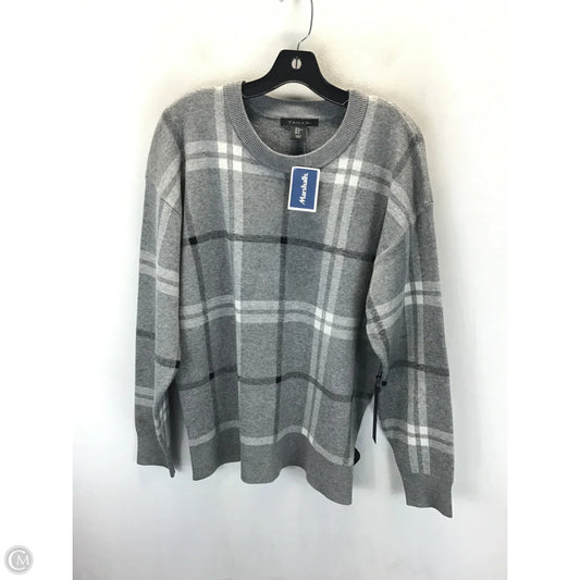 Sweater By Tahari In Grey & White, Size: Xl
