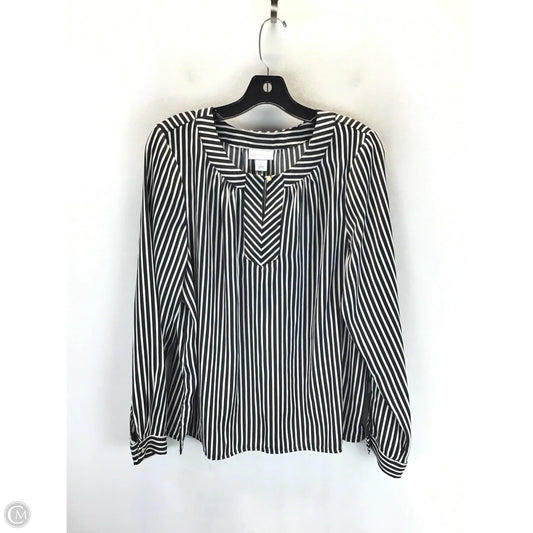 Top Long Sleeve By Liz Claiborne In Black & White, Size: L