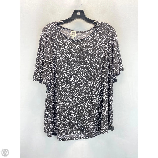 Top Short Sleeve By Anne Klein In Black & Cream, Size: 1x