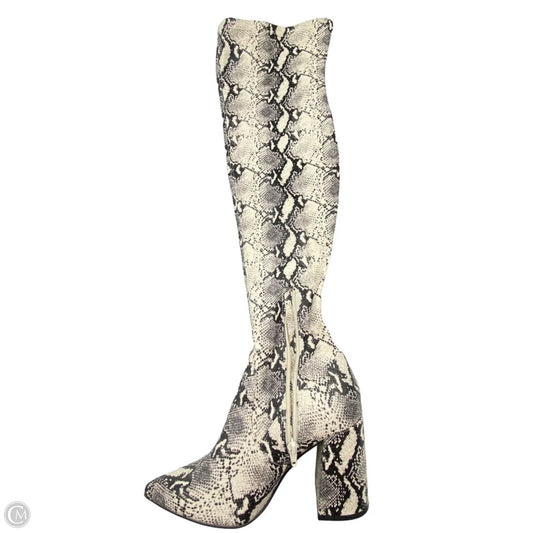Boots Knee Heels By Steve Madden In Snakeskin Print, Size: 9.5