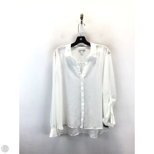 Top Long Sleeve By Dana Buchman In White, Size: Xl