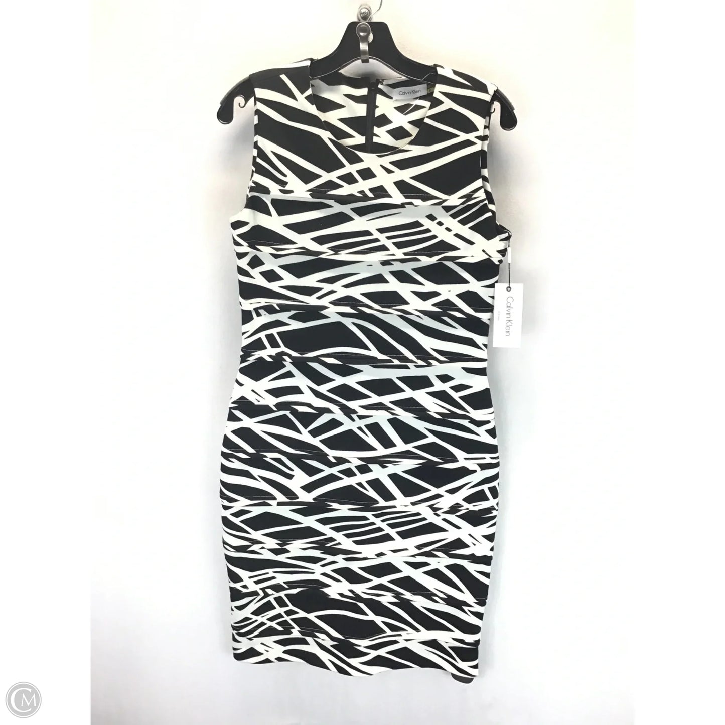 Dress Casual Midi By Calvin Klein In Black & White, Size: 8