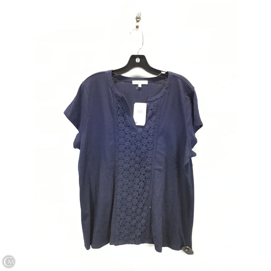 Top Short Sleeve By Retrology In Navy, Size: 1x