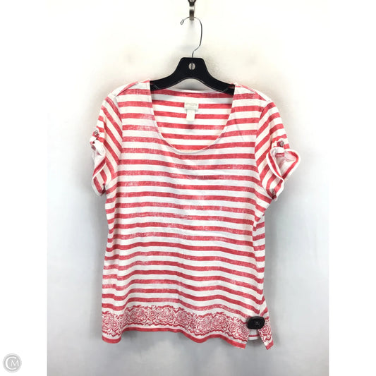Top Short Sleeve By Chicos In Striped Pattern, Size: M