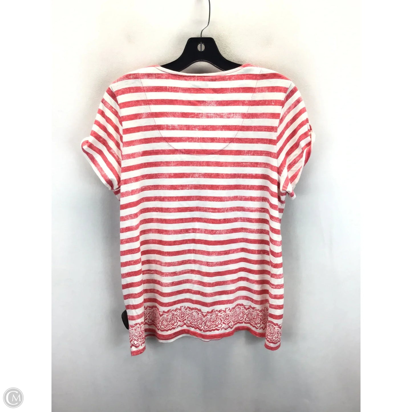 Top Short Sleeve By Chicos In Striped Pattern, Size: M