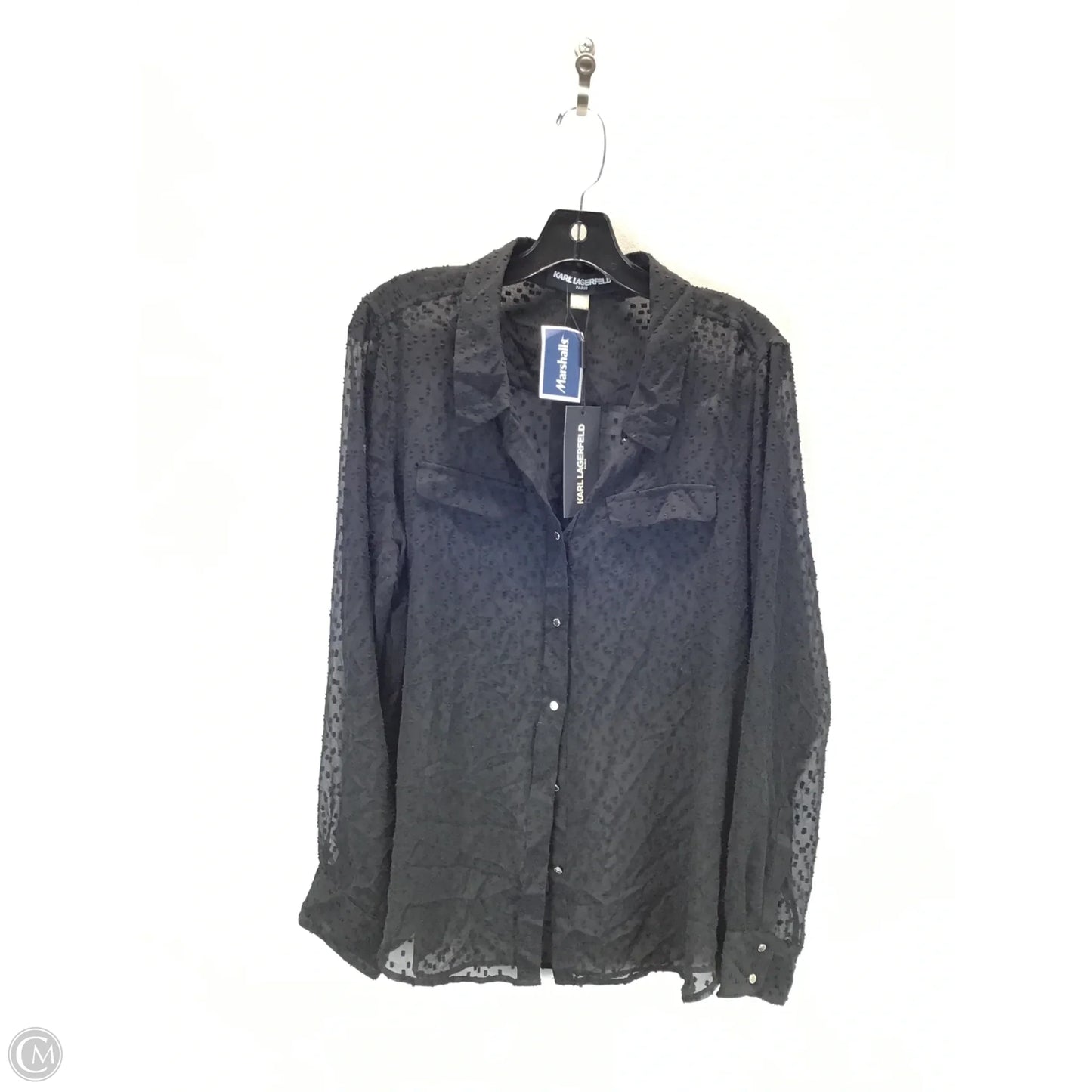 Top Long Sleeve Designer By Karl Lagerfeld In Black, Size: Xl