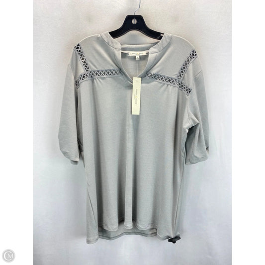 Top 3/4 Sleeve By Clothes Mentor In Grey & White, Size: 1x