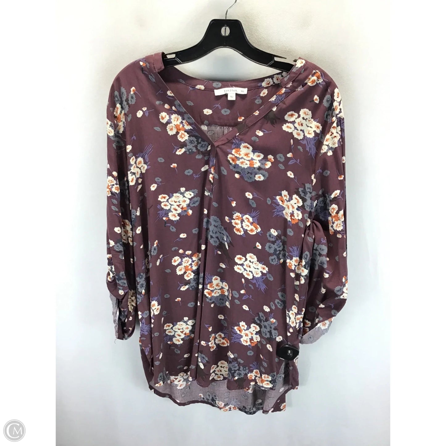 Top 3/4 Sleeve By Fun 2 Fun In Purple, Size: Xxl