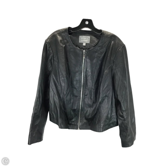 Jacket Leather By Jessica London In Black, Size: 20