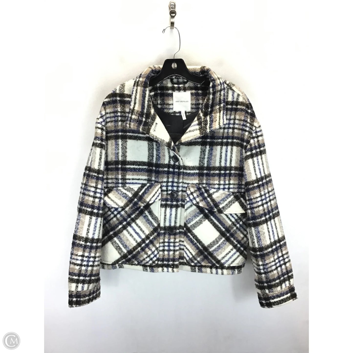 Coat Peacoat By Avec Les Filles In Plaid Pattern, Size: L