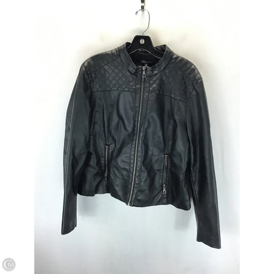 Jacket Moto Leather By Baccini In Black, Size: Xl