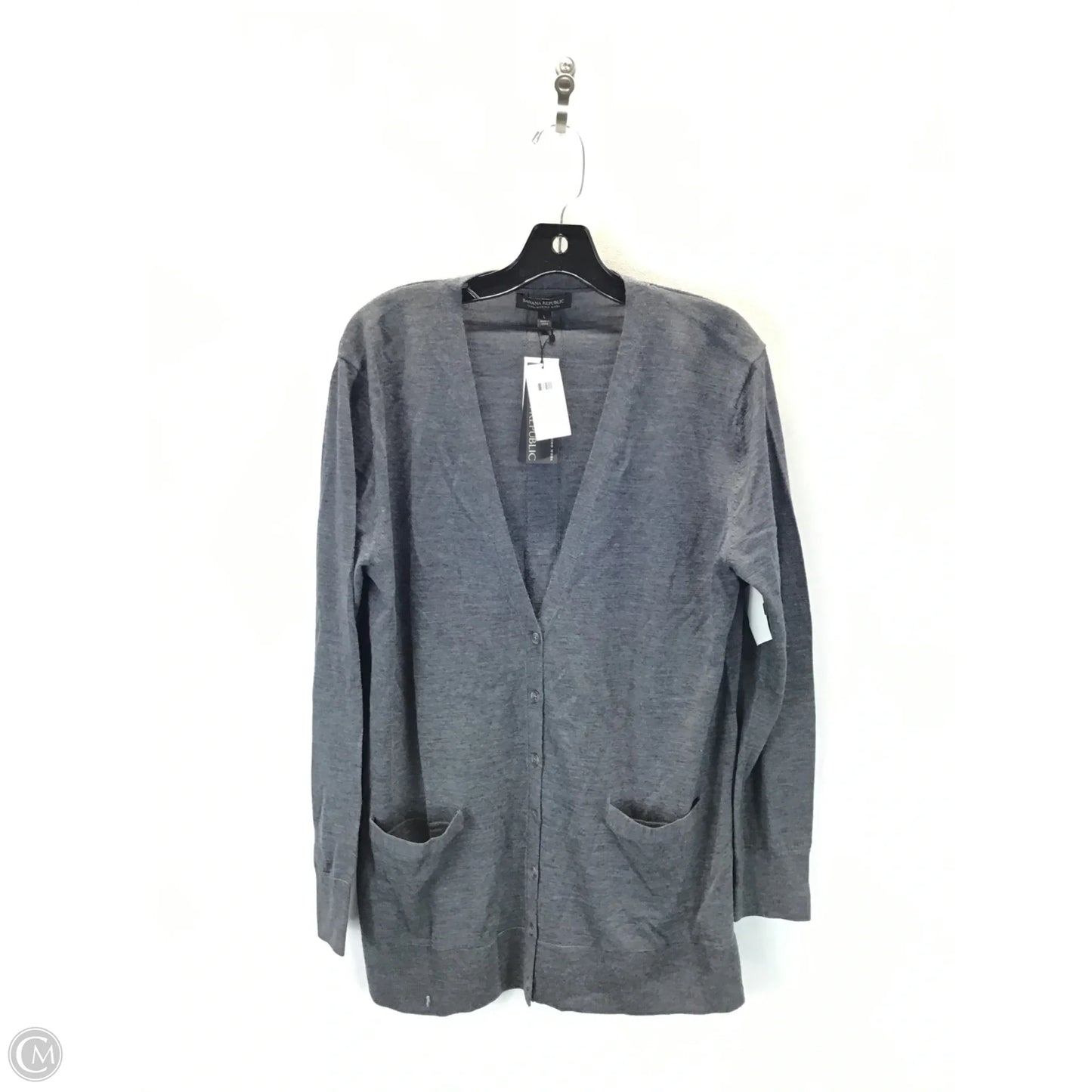 Sweater Cardigan By Banana Republic In Grey, Size: L