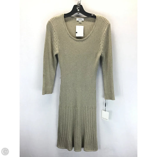 Dress Sweater By Calvin Klein In Gold, Size: M