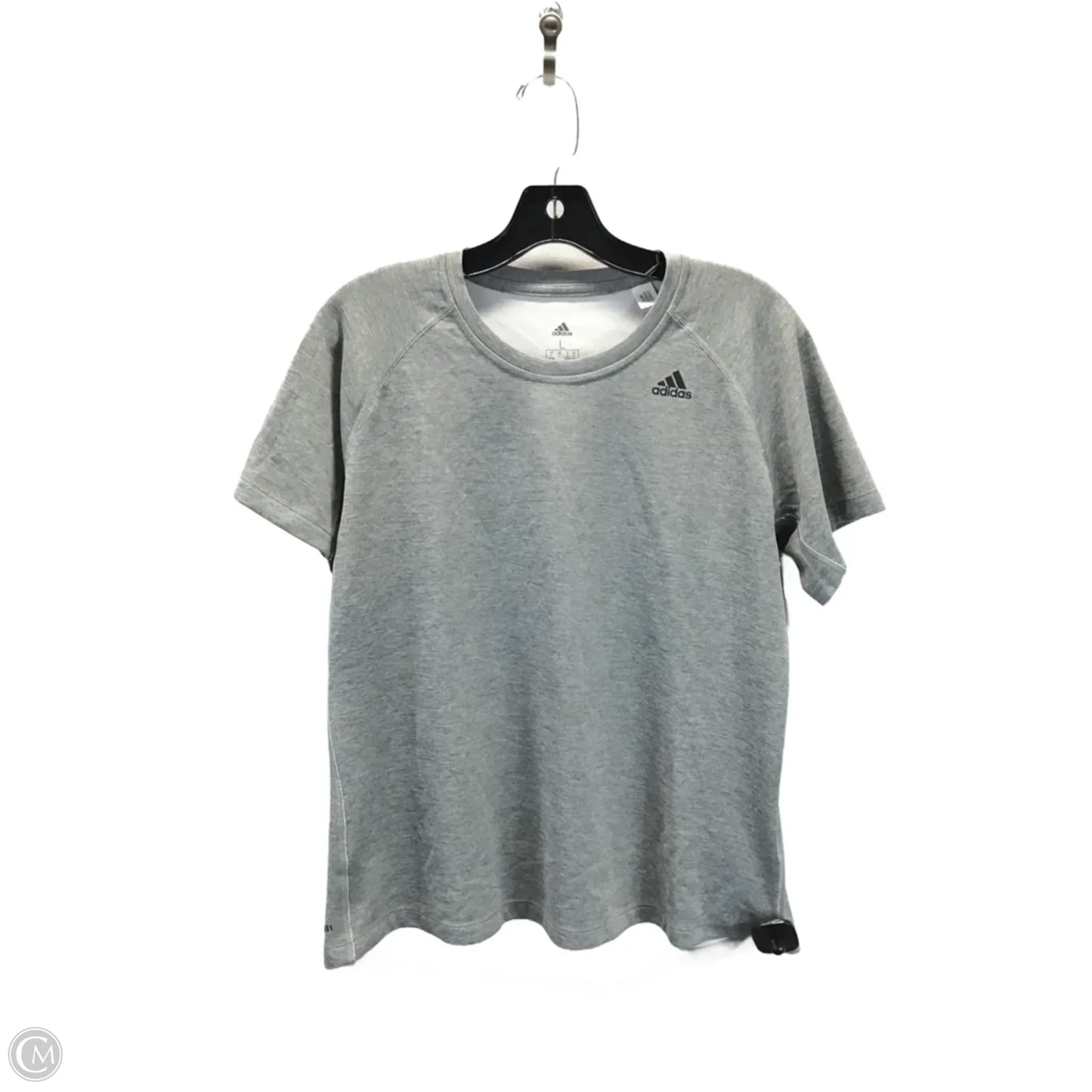 Athletic Top Short Sleeve By Adidas In Grey, Size: L