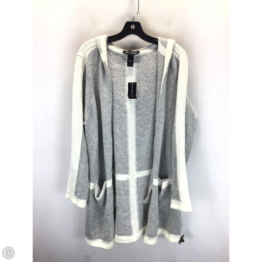 Sweater Cardigan By Ashley Stewart In Grey & White, Size: 2x