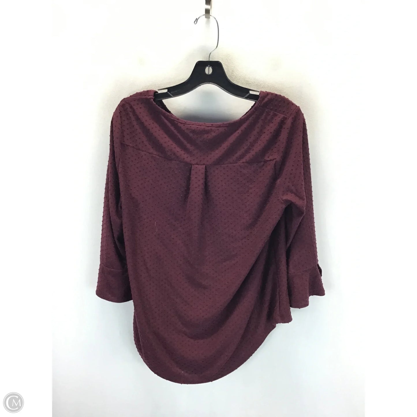 Top 3/4 Sleeve By Elle In Maroon, Size: M