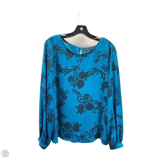 Top Long Sleeve By Worthington In Black & Blue, Size: L