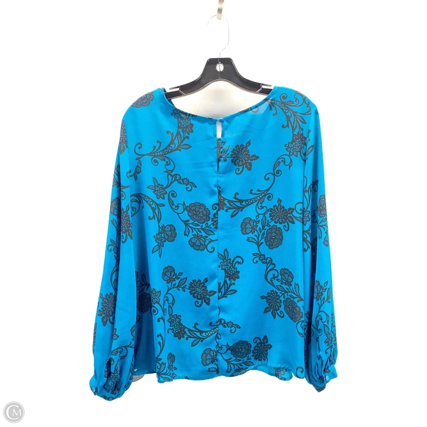 Top Long Sleeve By Worthington In Black & Blue, Size: L
