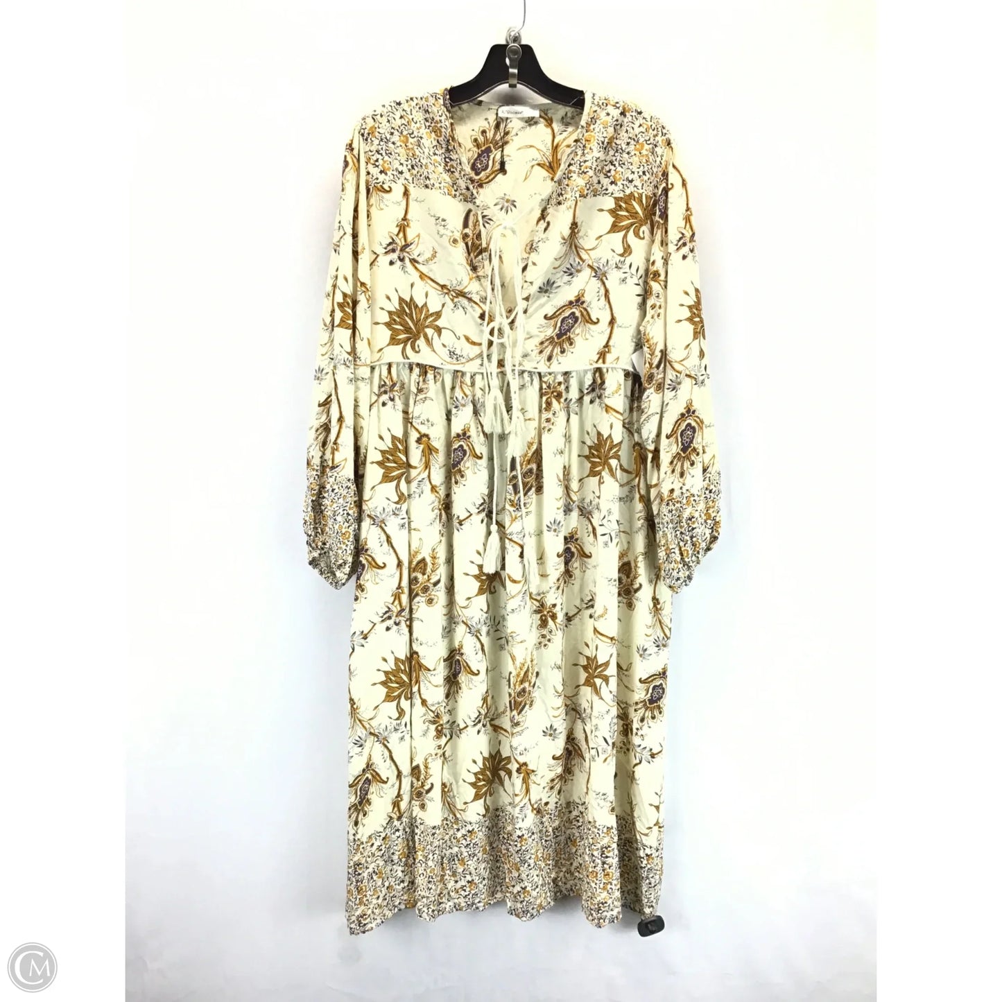 Dress Casual Midi By Clothes Mentor In Cream & Purple, Size: 2x