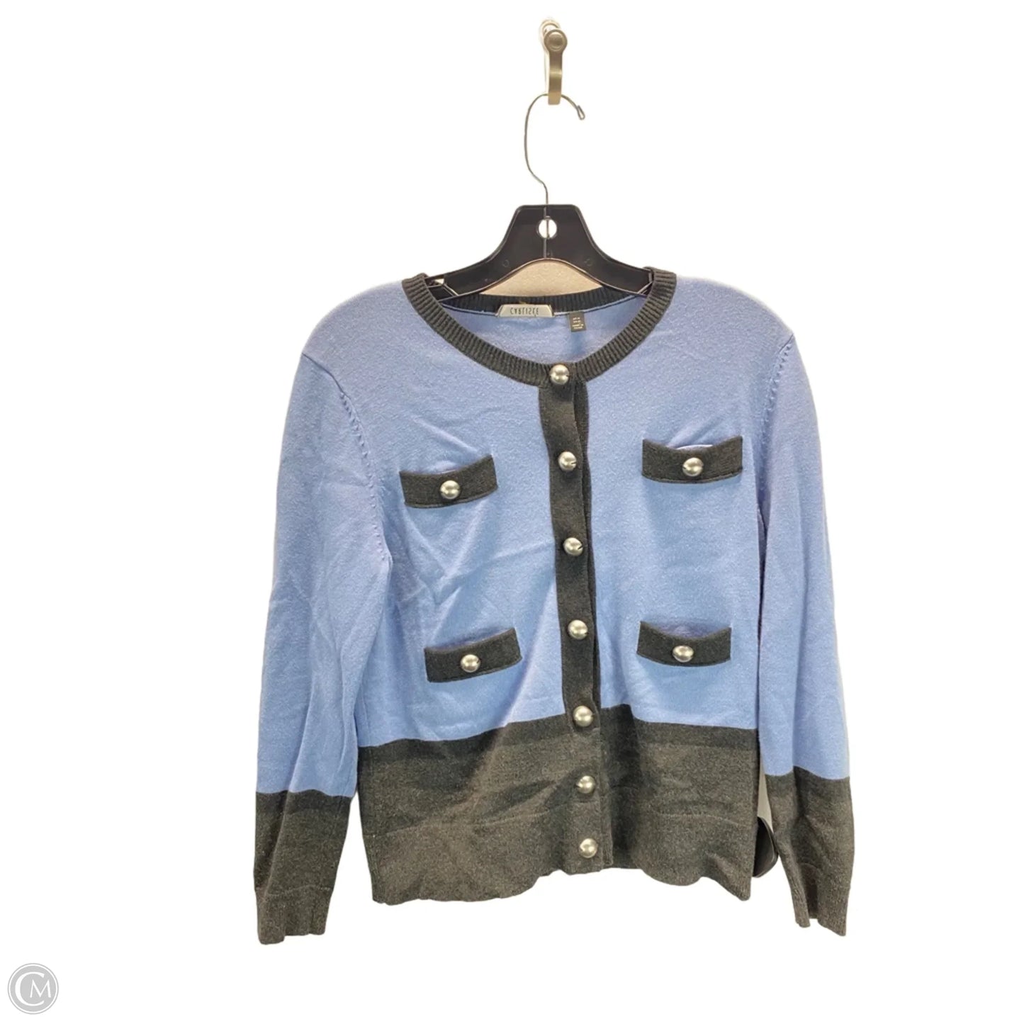 Sweater Cardigan By Carlisle In Black & Blue, Size: M