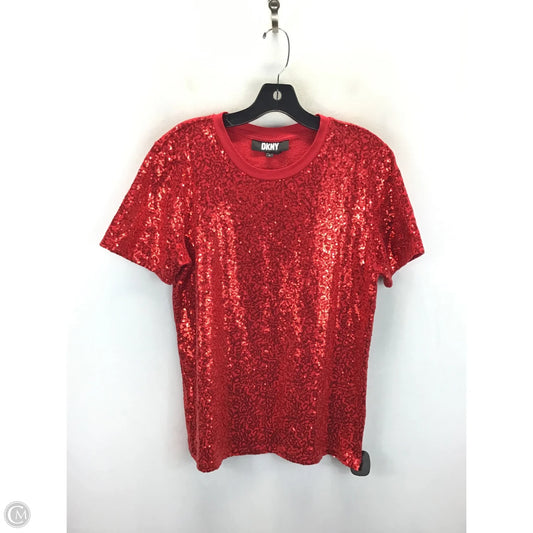 Top Short Sleeve By Dkny In Red, Size: M