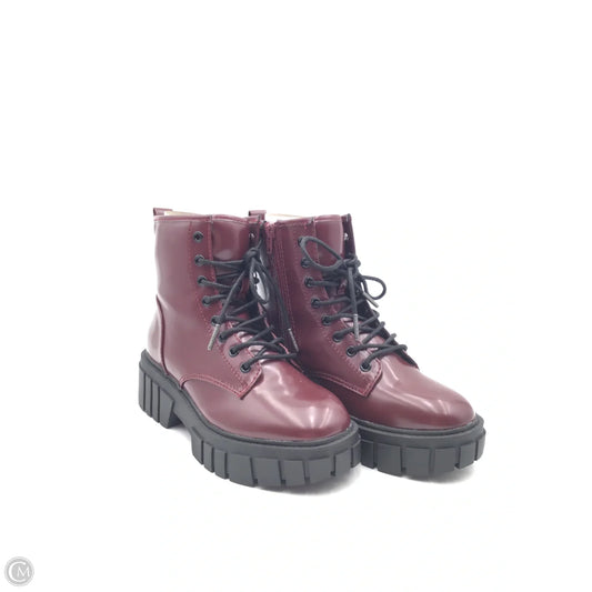 Boots Combat By Madden Nyc In Maroon, Size: 8