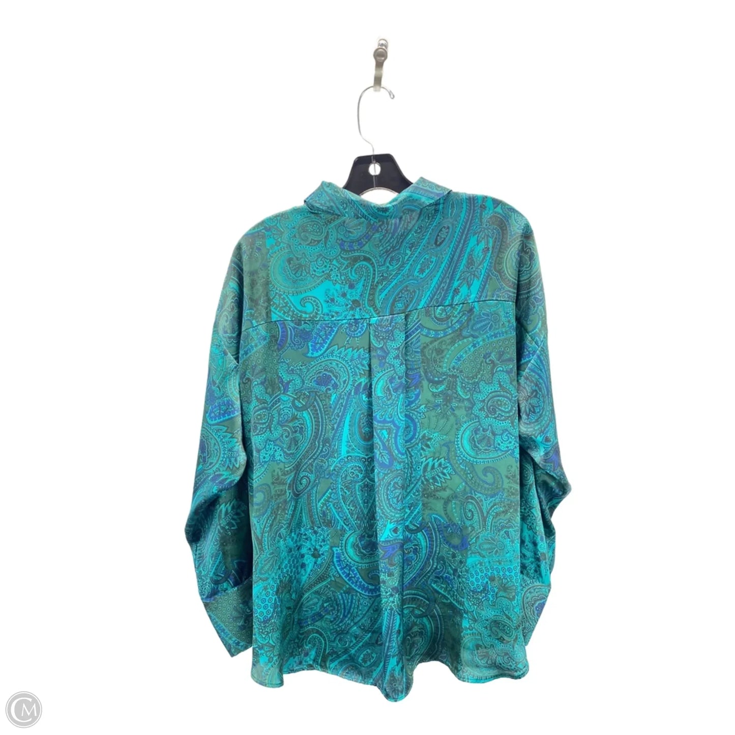 Top Long Sleeve By Zara In Blue & Green, Size: L