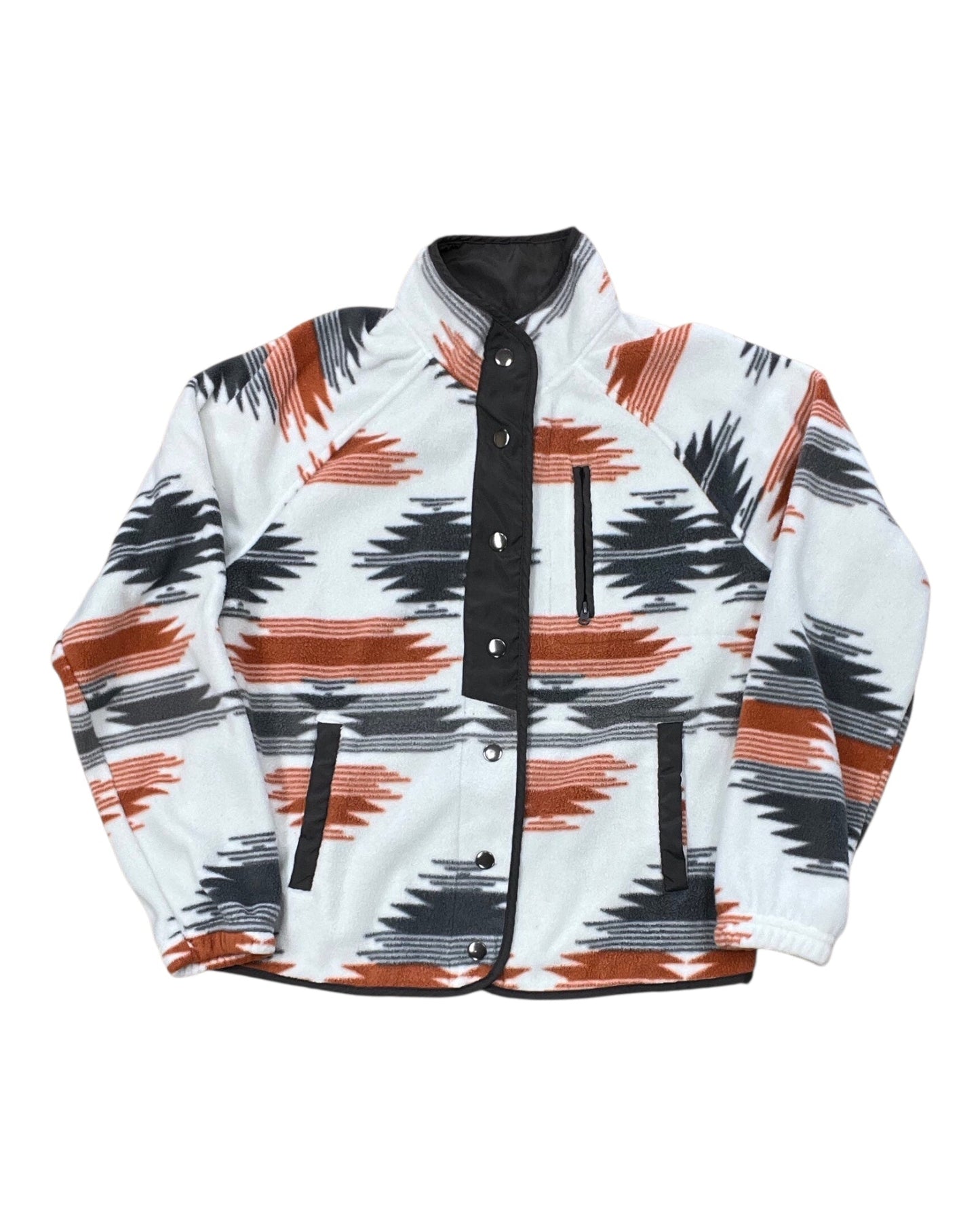 Jacket Fleece By Clothes Mentor In Grey & White, Size:Xs
